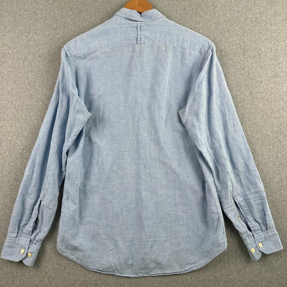 Banana Republic Shirt Mens Small Blue Button Down Linen Cotton Long Sleeve - Picture 2 of 10
